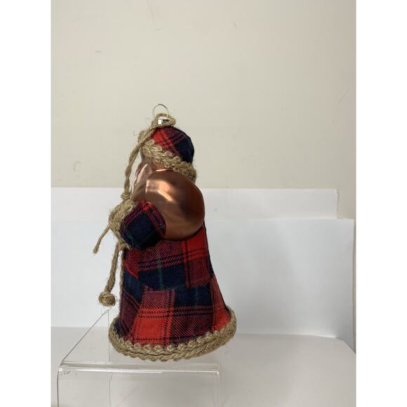 Santa Claus Christmas Ornament Glass Buffalo Plaid Robe Figurine Chris - Picture 2 of 6